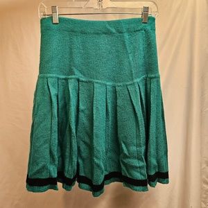 2for$20 Kelly green black high rise midi skirt stretch medium knit pleated retro